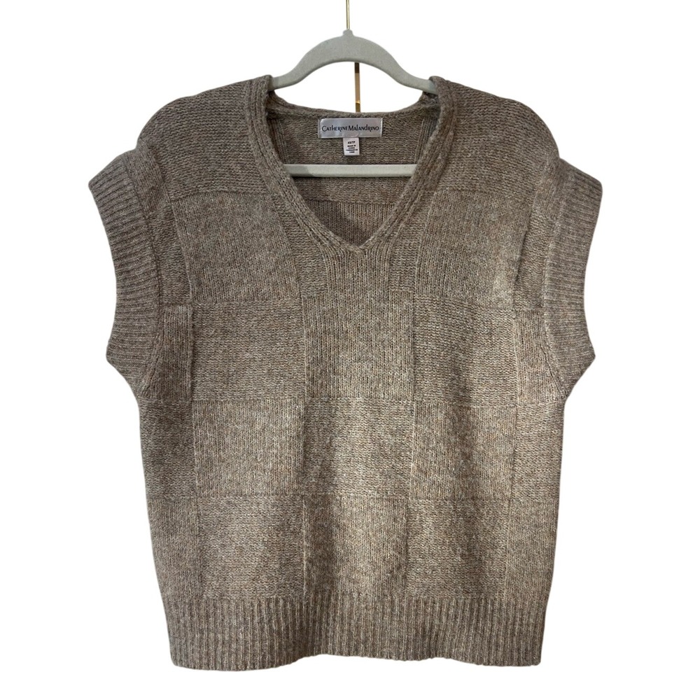 Catherine Malandrino‎ Taupe V-Neck Sleeveless Sweater Vest-XS